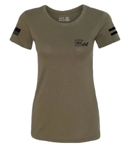 GLOCK LADIES "GLOCK GIRL FLAG - TEE" SHORT SLEEVE LG MIL GRN - Image 2